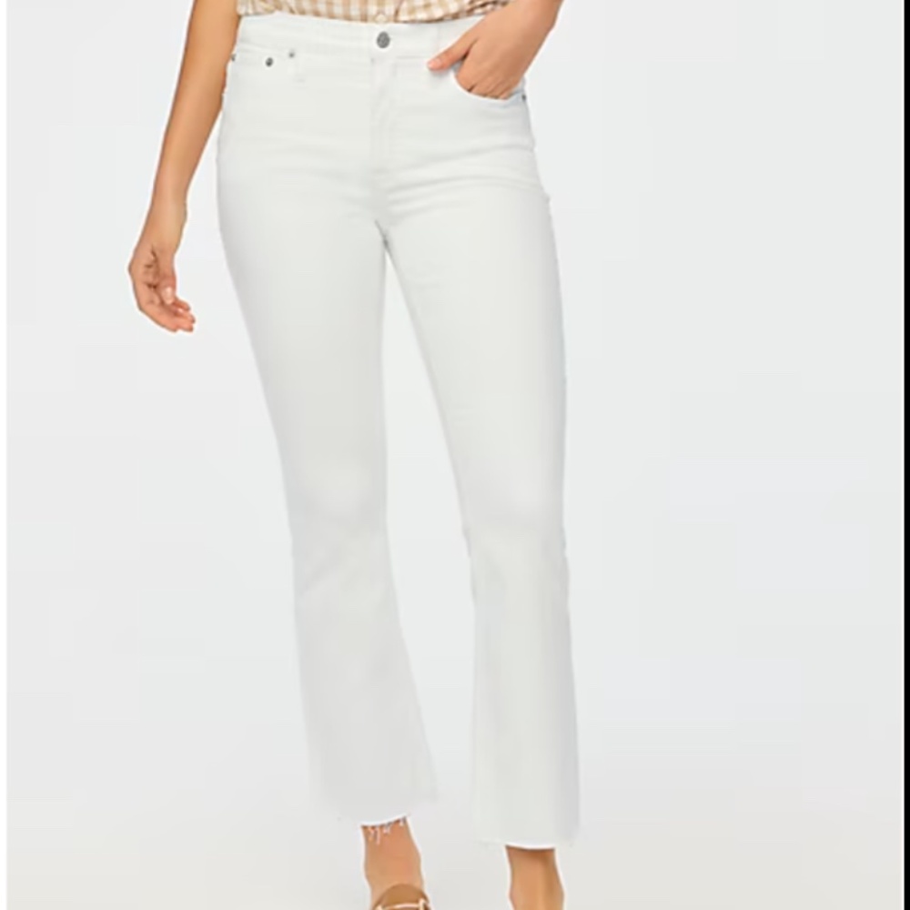 J. Crew Petite Mid Rise Flare Crop Raw Hem Jeans size Petite 29